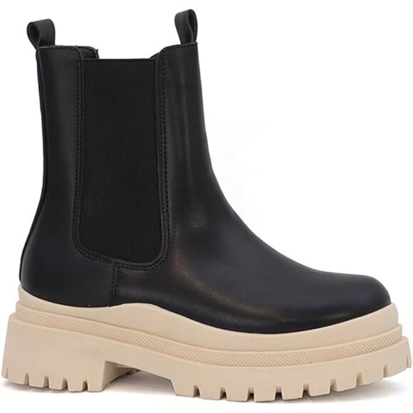 YOKI Women's Duck Rain Boot Black/Beige Style Arko-2 Size 7 - Picture 3 of 6